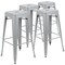 Flash Furniture 30" High Metal Indoor Stackable Bar Stool, Silver, PK4 4-ET-31320-30-SV-R-GG